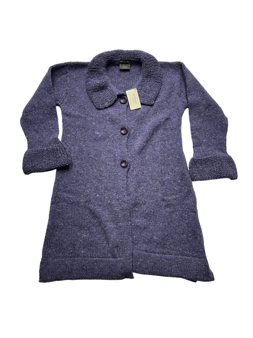 Triona Design 100% Wool Duster Cardigan Sweater Size M Purple Made In Ireland